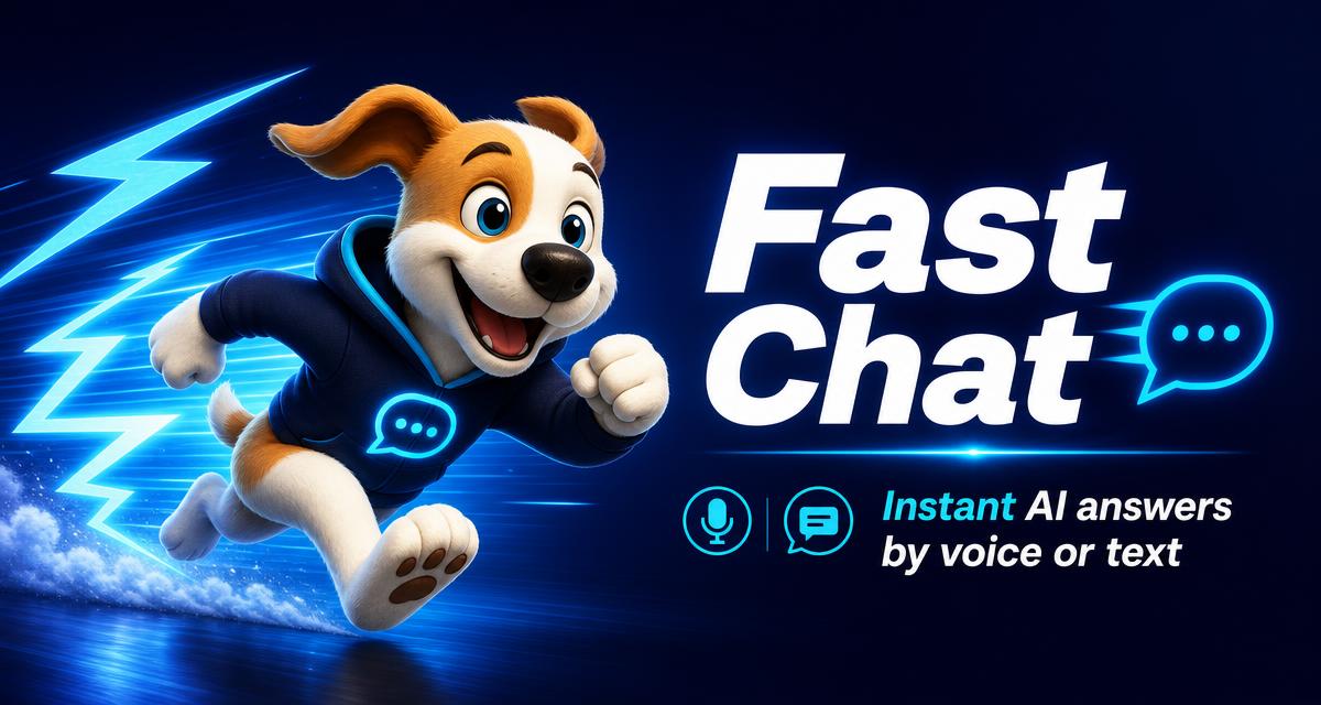 Jarvis AI mascot running fast with lightning bolts for Fast Chat